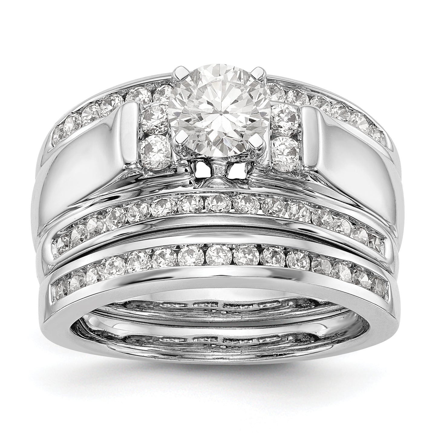 14K White Gold Diamond Peg Set Engagement Ring