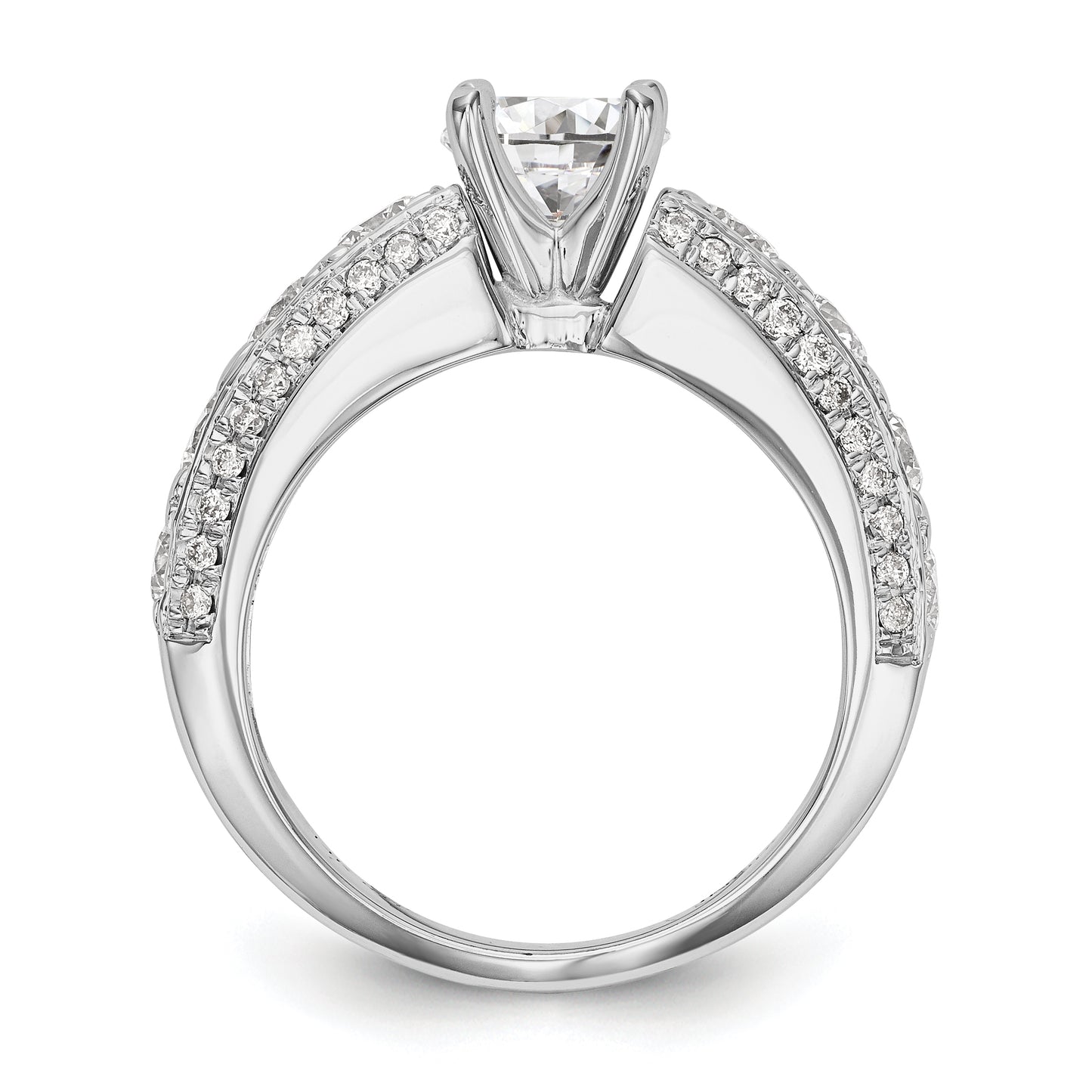 14K White Gold Diamond Peg Set CZ Engagement Ring