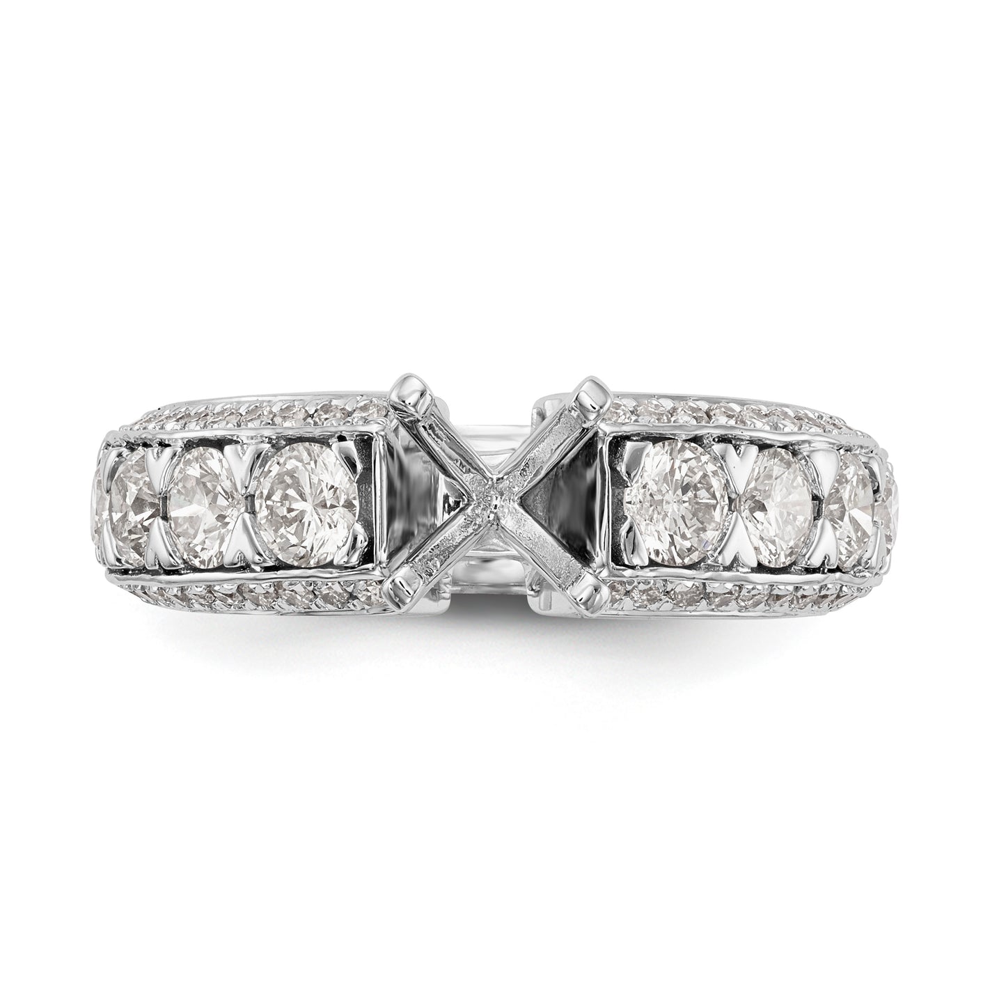 14K White Gold Diamond Peg Set CZ Engagement Ring