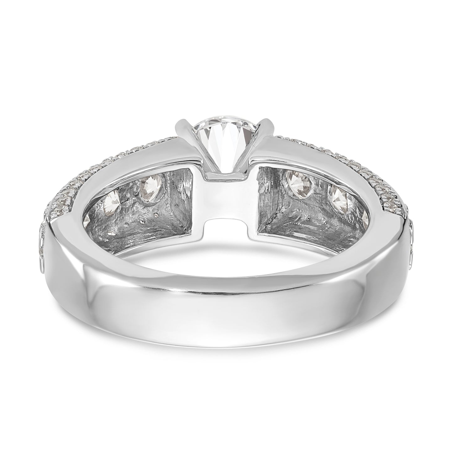 14K White Gold Diamond Peg Set CZ Engagement Ring