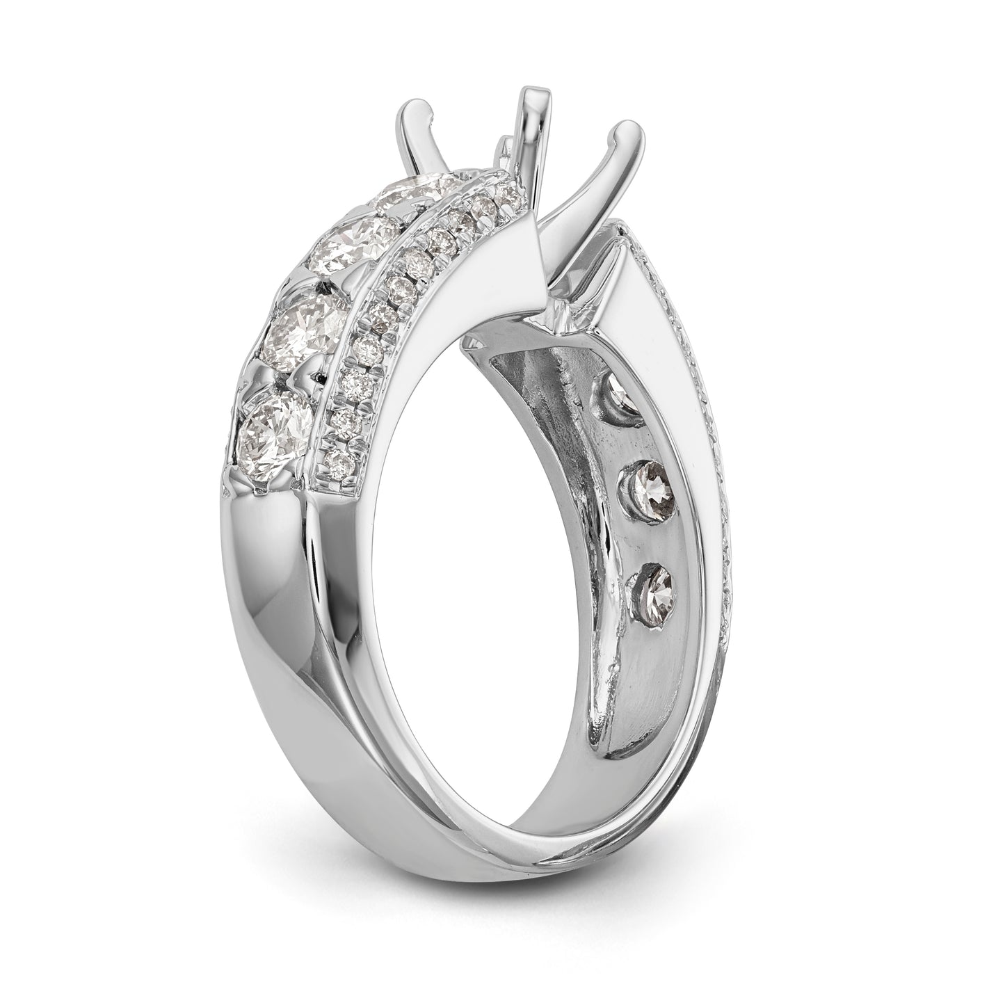 14K White Gold Diamond Peg Set CZ Engagement Ring