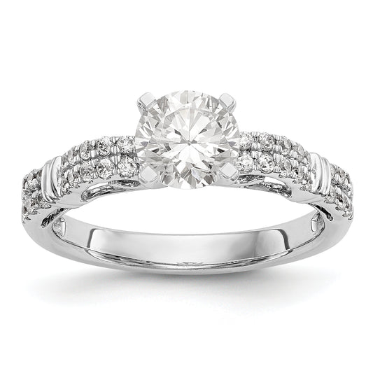 14K White Gold Diamond Peg Set Engagement Ring