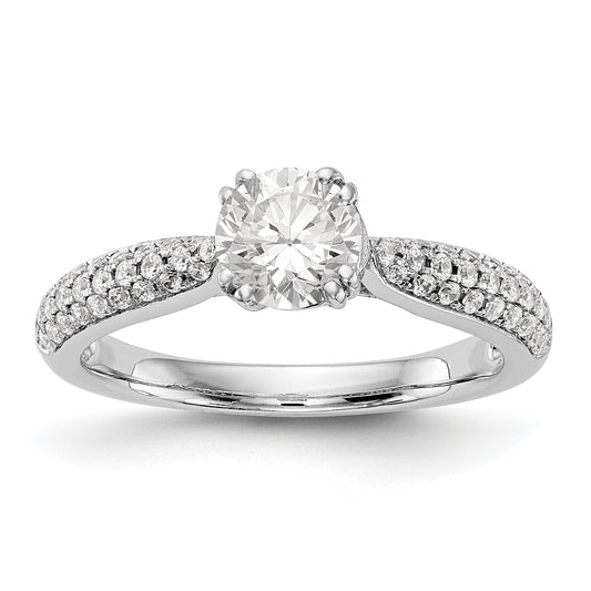 14K White Gold Diamond Peg Set Engagement Ring