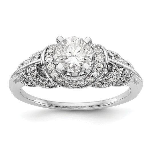 14K White Gold Peg Set Diamond Engagement Ring