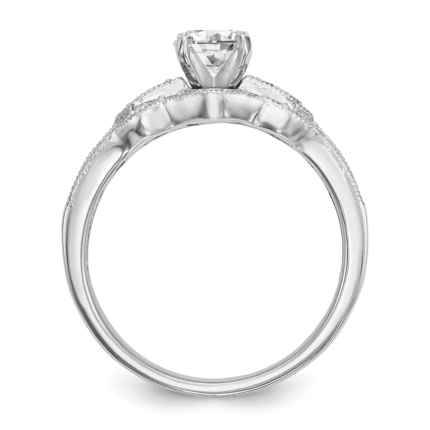 14K White Gold Peg Set Diamond Engagement Ring