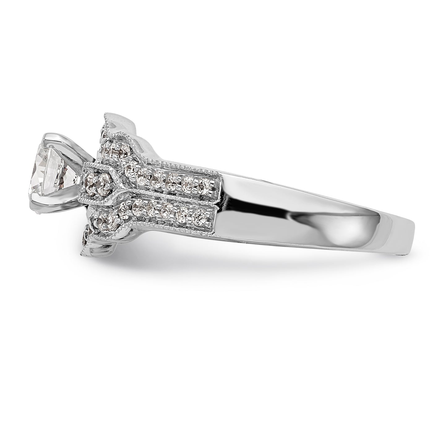 14K White Gold Peg Set Diamond Engagement Ring