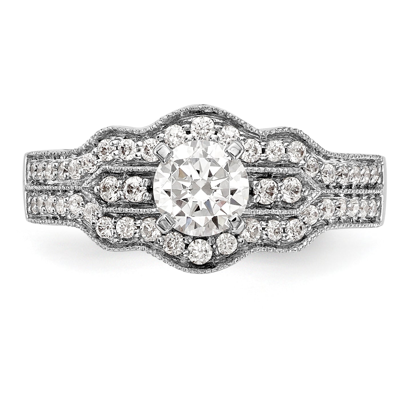 14K White Gold Peg Set Diamond Engagement Ring