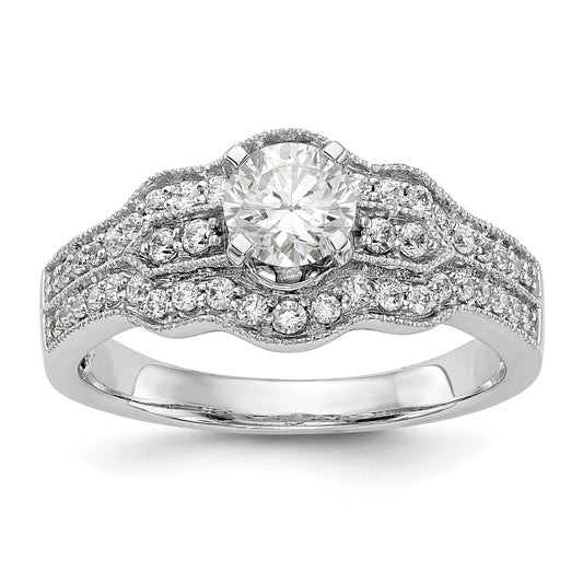 14K White Gold Peg Set Diamond Engagement Ring