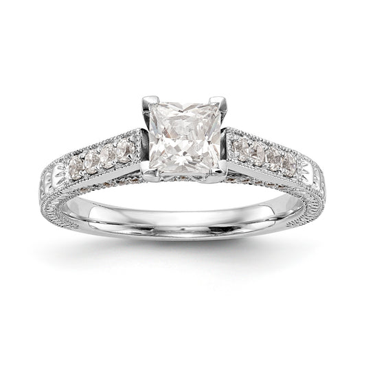 14K White Gold Simulated Diamond Engagement Ring