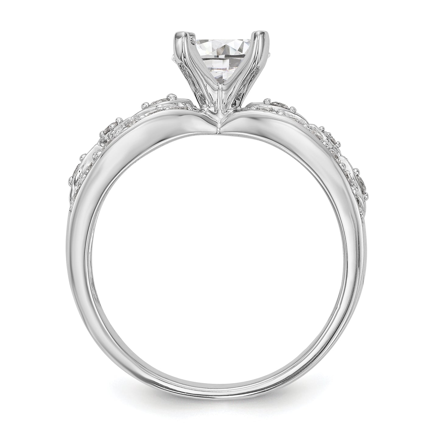 14K White Gold Peg Set Diamond Engagement Ring