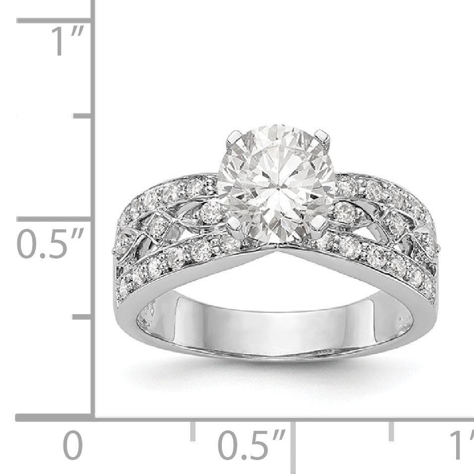 14K White Gold Peg Set Diamond Engagement Ring