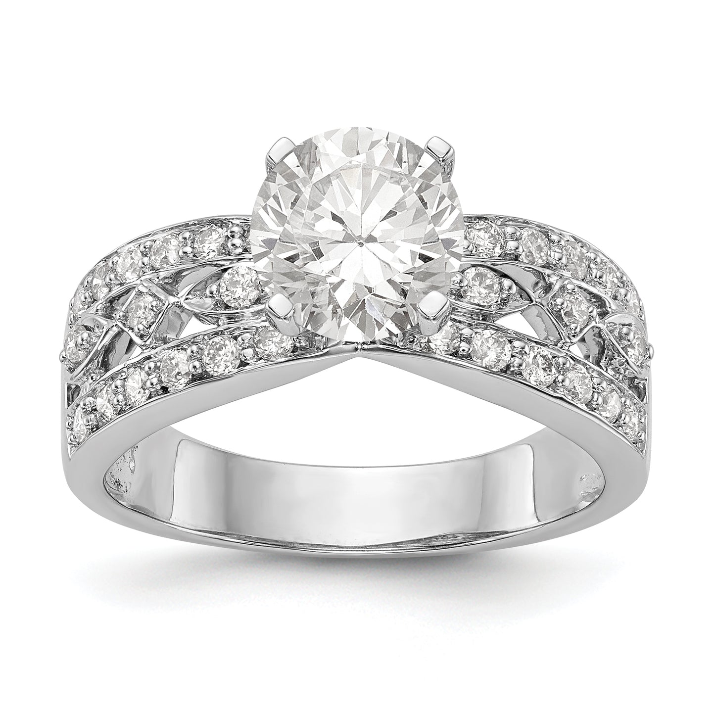 14K White Gold Peg Set Diamond Engagement Ring