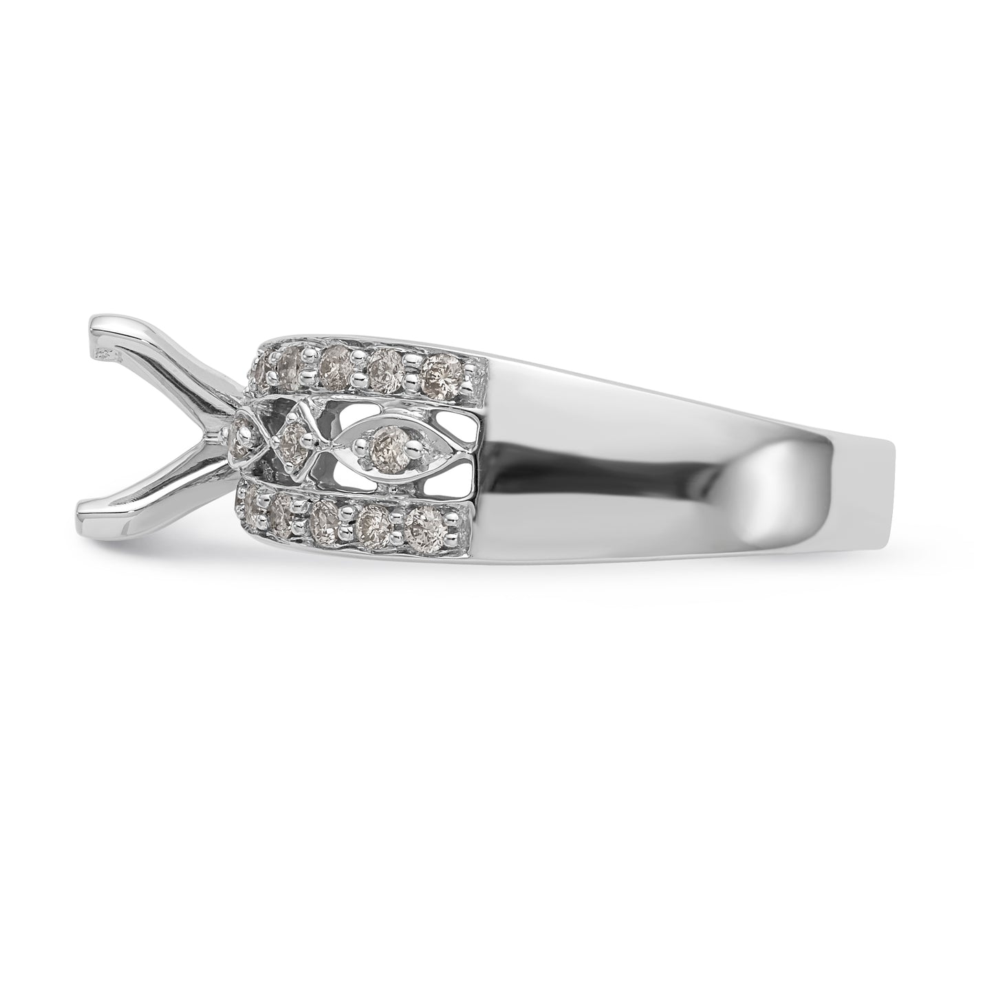 14K White Gold Peg Set Diamond Engagement Ring