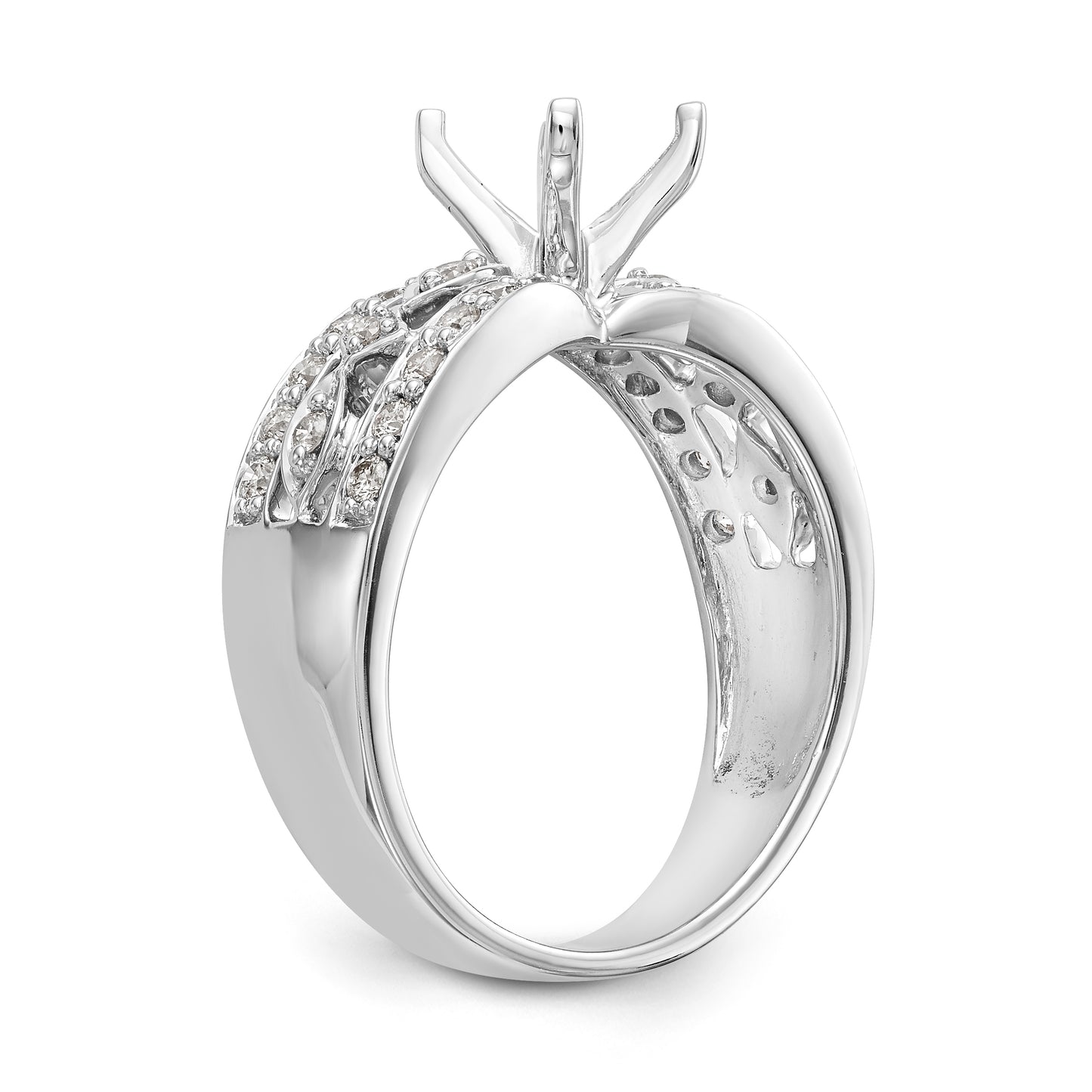 14K White Gold Peg Set Diamond Engagement Ring