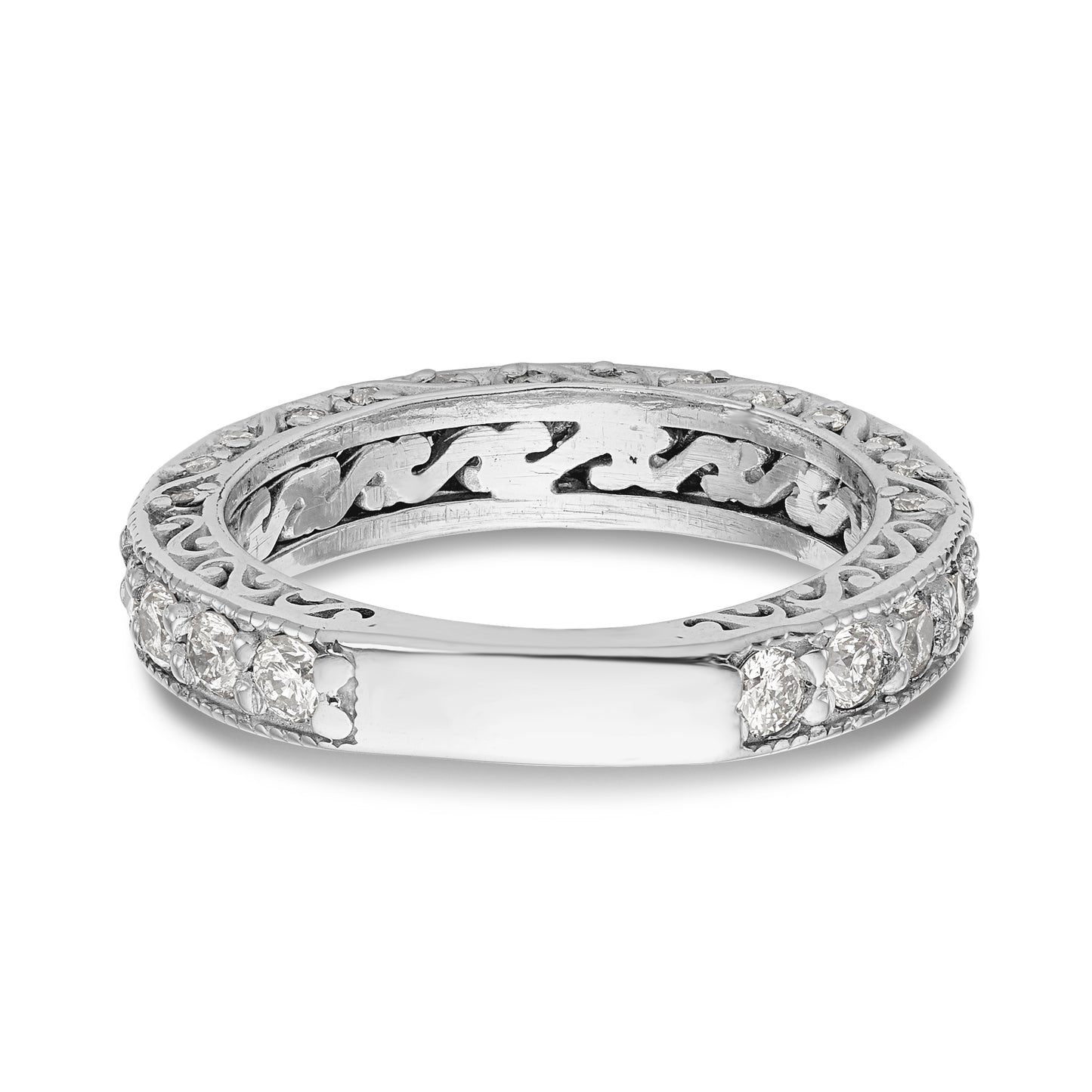 14k White Gold Diamond Wedding Band