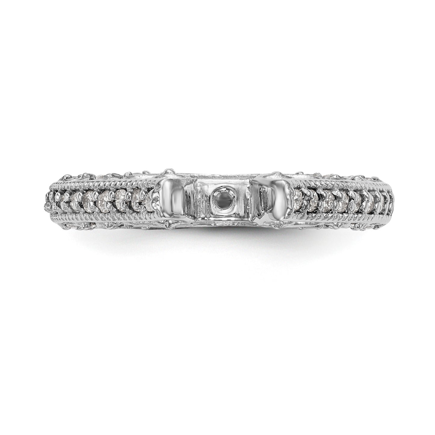 14K White Gold Diamond Peg Set CZ Engagement Ring