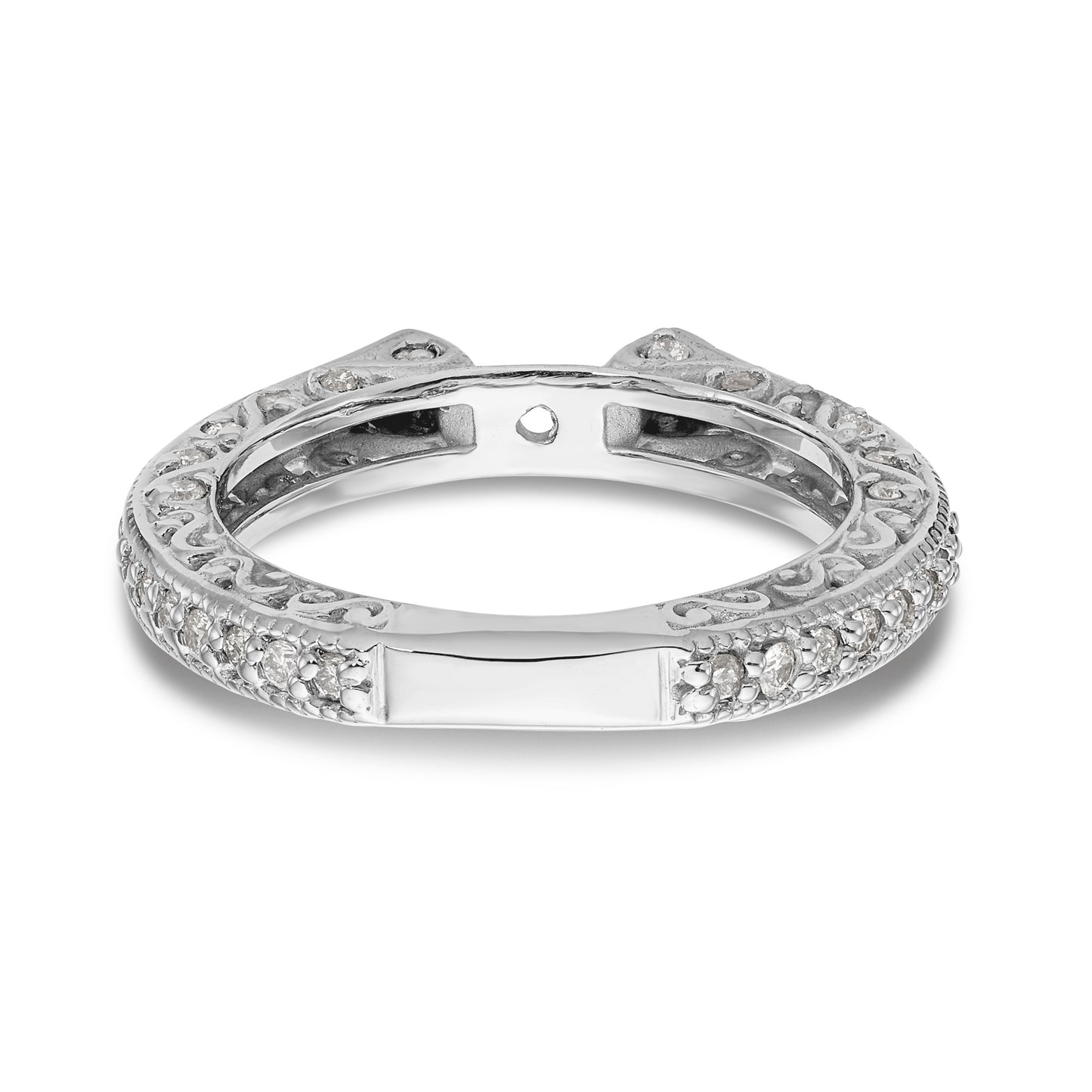 14K White Gold Diamond Peg Set CZ Engagement Ring