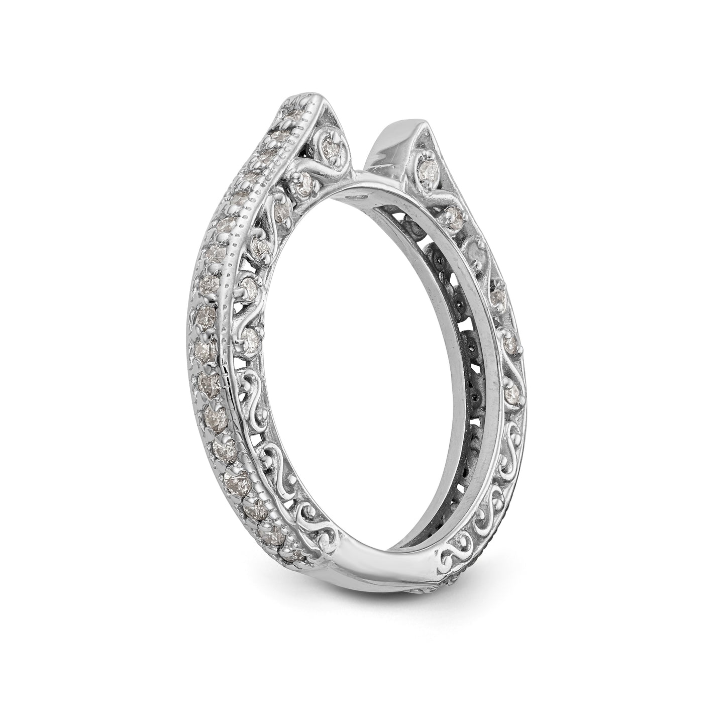 14K White Gold Diamond Peg Set CZ Engagement Ring