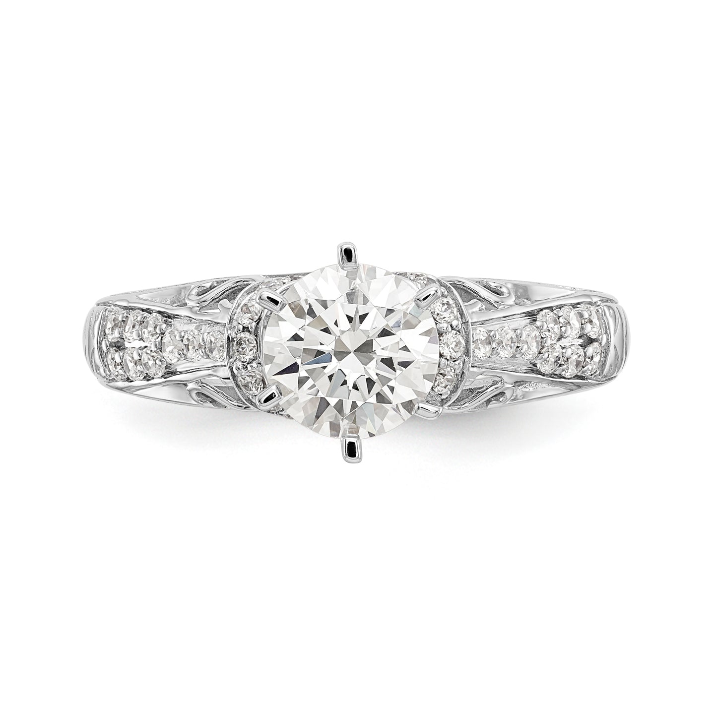 14K White Gold Simulated Diamond Engagement Ring