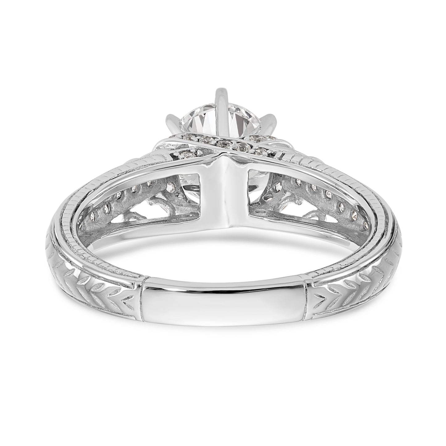 14K White Gold Simulated Diamond Engagement Ring