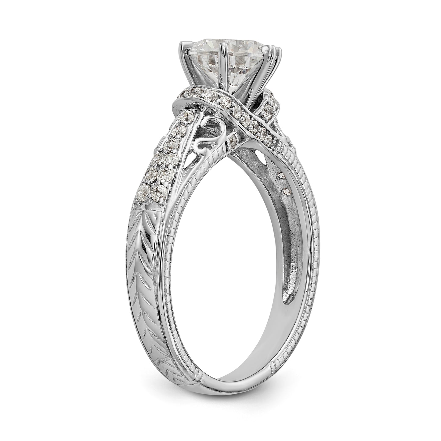 14K White Gold Simulated Diamond Engagement Ring