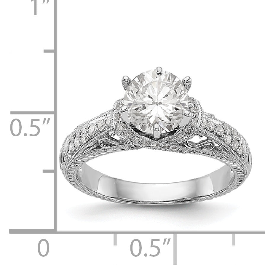 14K White Gold Simulated Diamond Engagement Ring