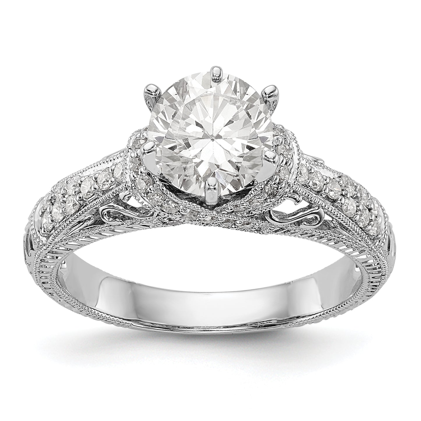 14K White Gold Simulated Diamond Engagement Ring