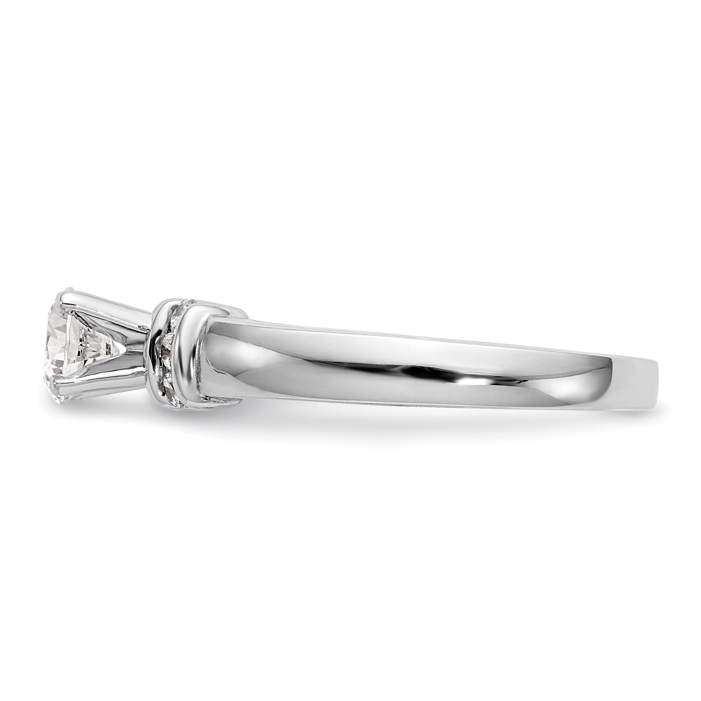 14K White Gold Diamond Peg Set CZ Engagement Ring