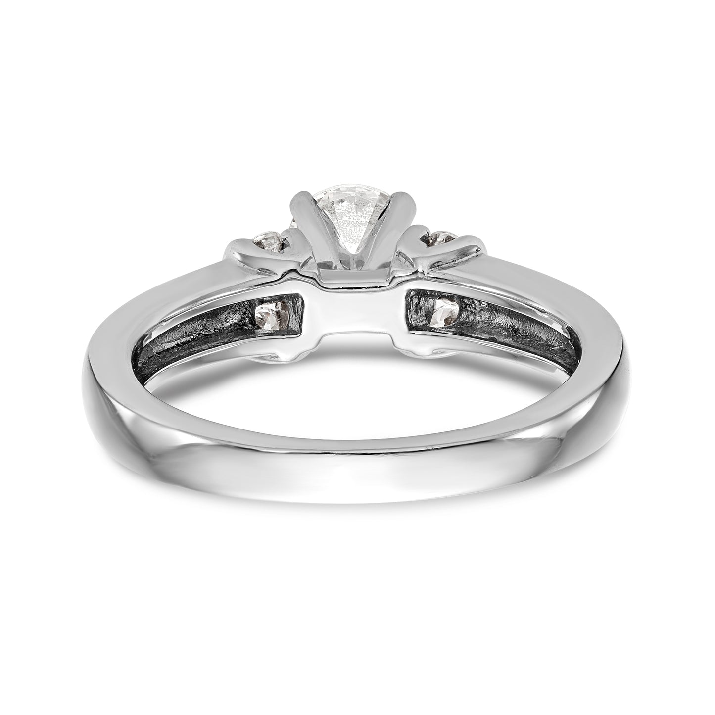 14K White Gold Diamond Peg Set CZ Engagement Ring