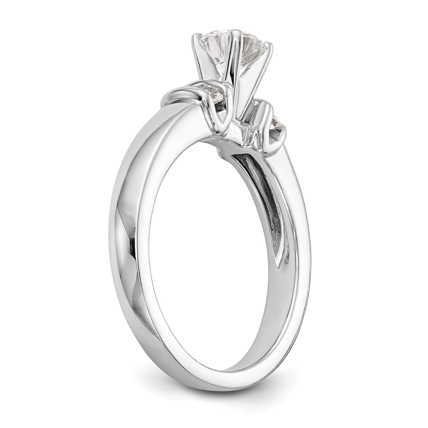 14K White Gold Diamond Peg Set CZ Engagement Ring