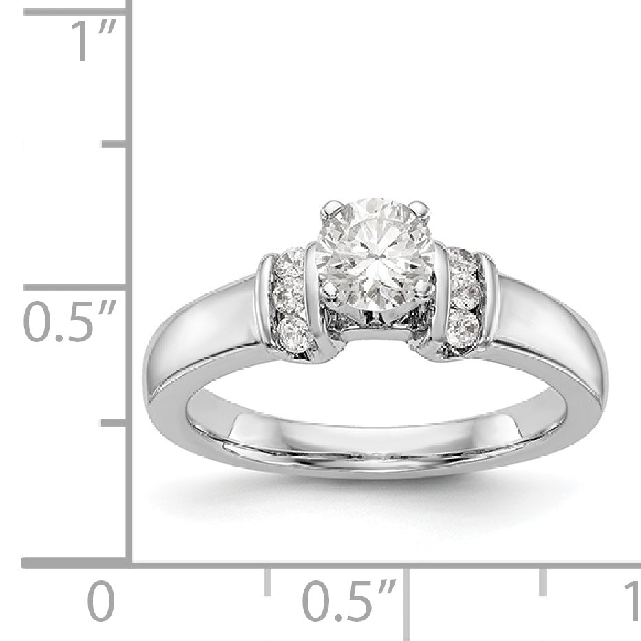 14K White Gold Diamond Peg Set CZ Engagement Ring