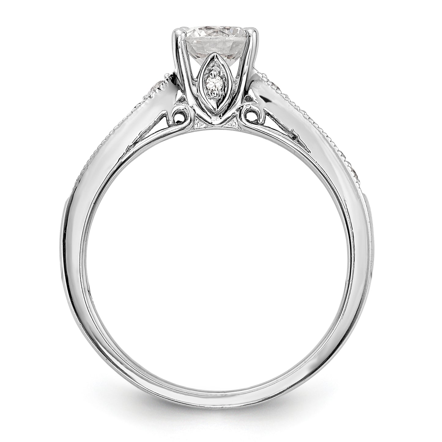 14K White Gold Simulated Diamond Engagement Ring