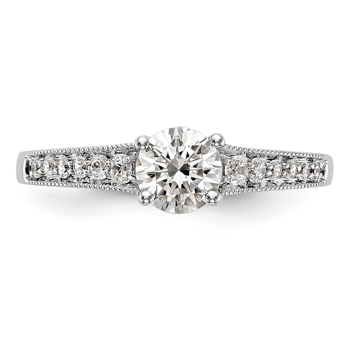 14K White Gold Simulated Diamond Engagement Ring