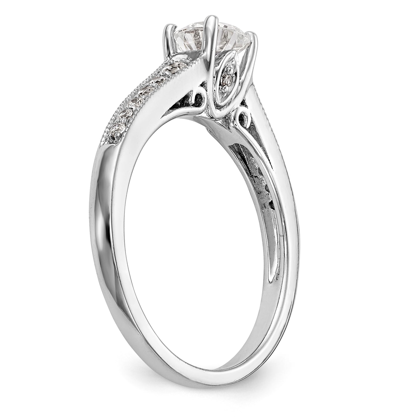 14K White Gold Simulated Diamond Engagement Ring