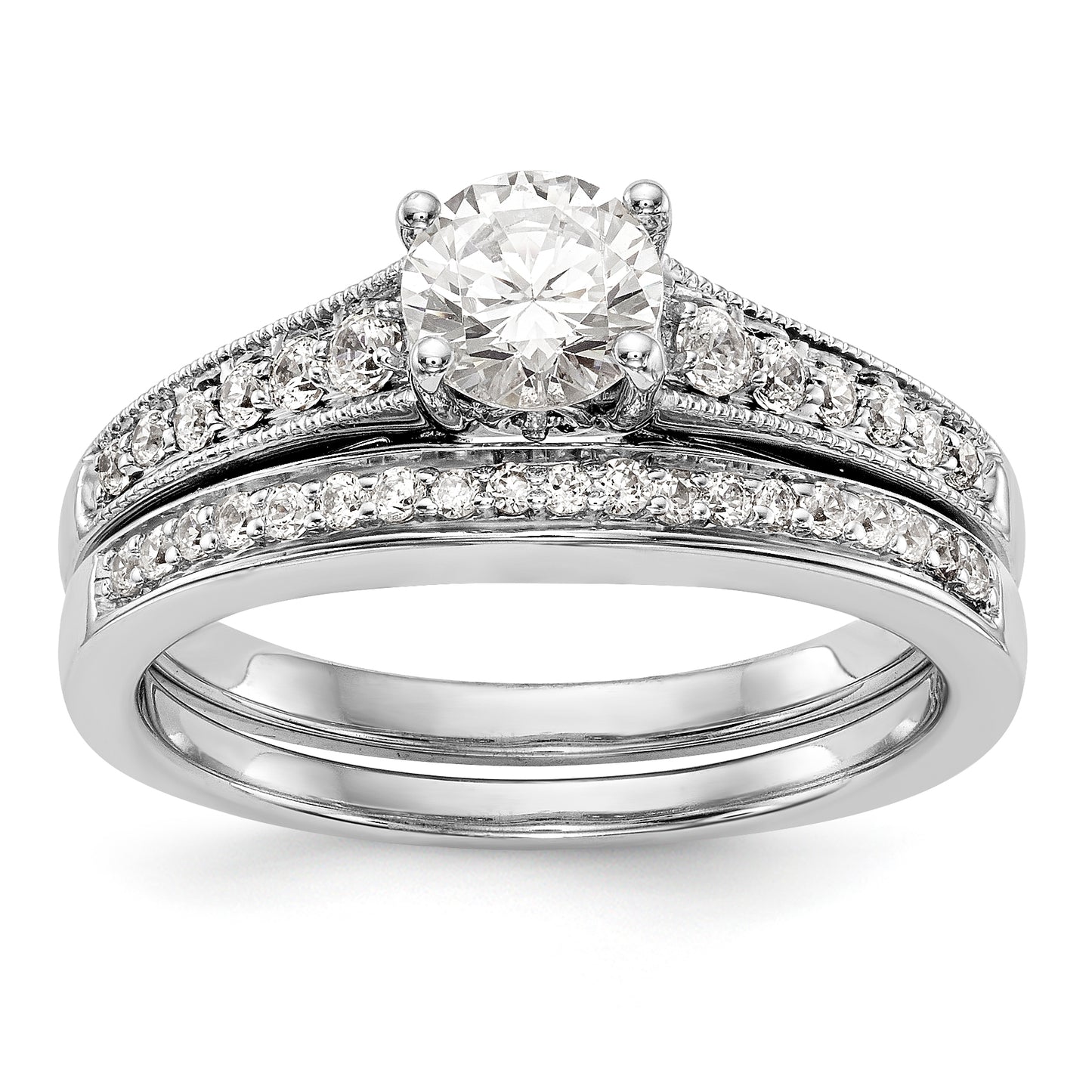 14K White Gold Simulated Diamond Engagement Ring