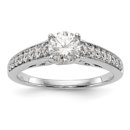 14K White Gold Simulated Diamond Engagement Ring