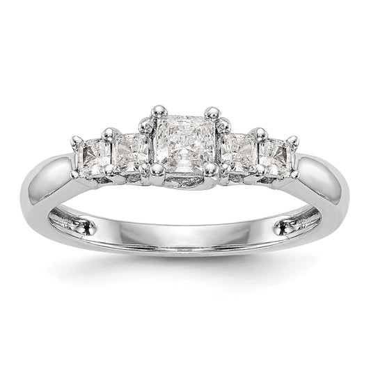 14K White Gold Simulated Diamond Engagement Ring