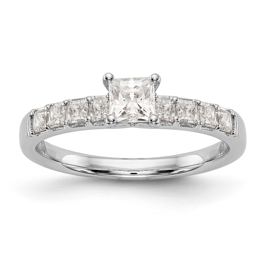 14K White Gold Simulated Diamond Engagement Ring