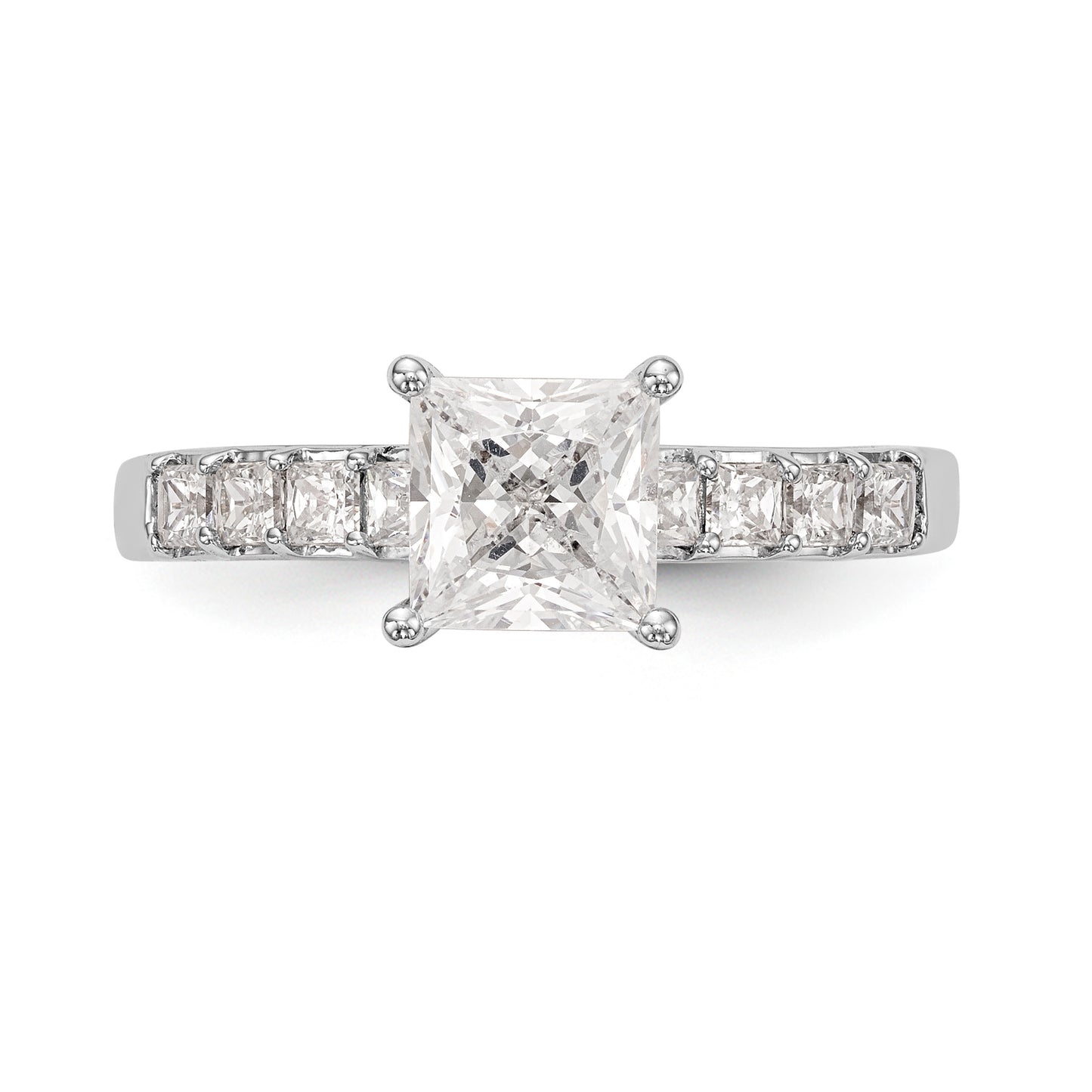 14K White Gold Simulated Diamond Engagement Ring