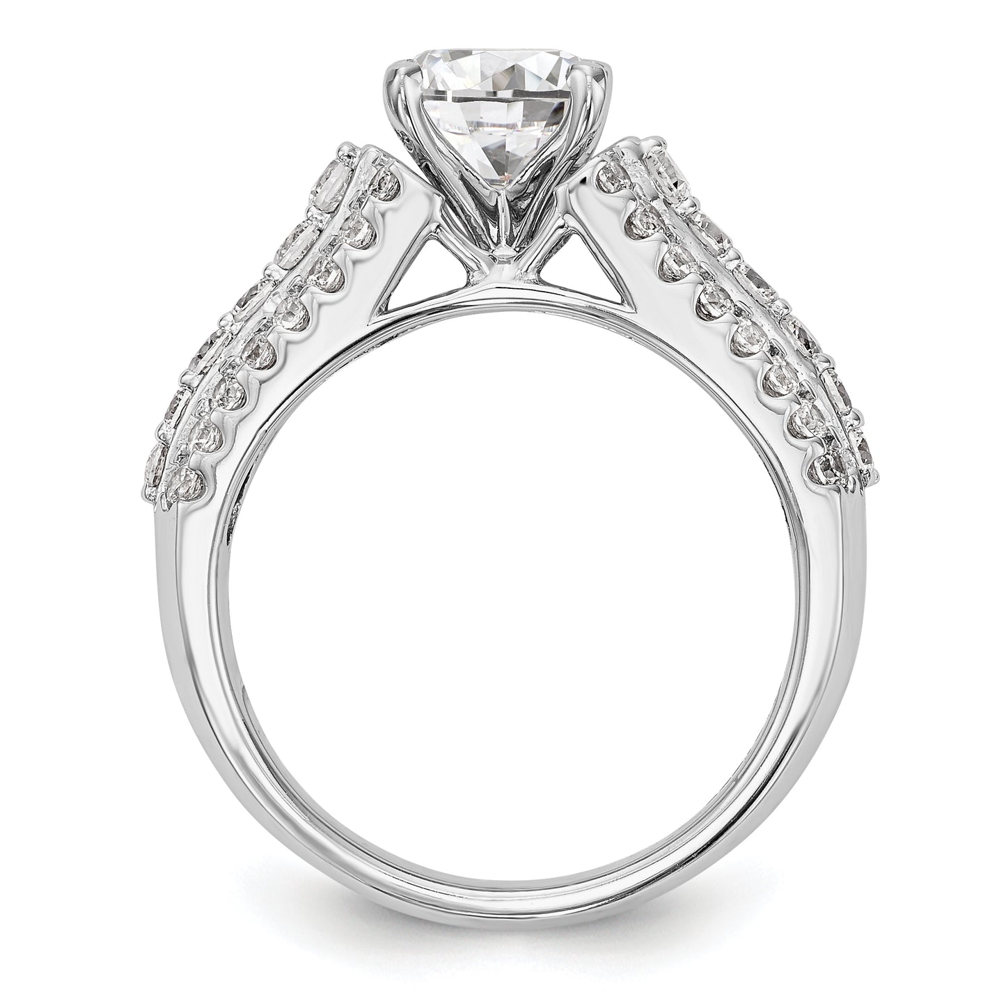 14K White Gold Diamond Peg Set CZ Engagement Ring