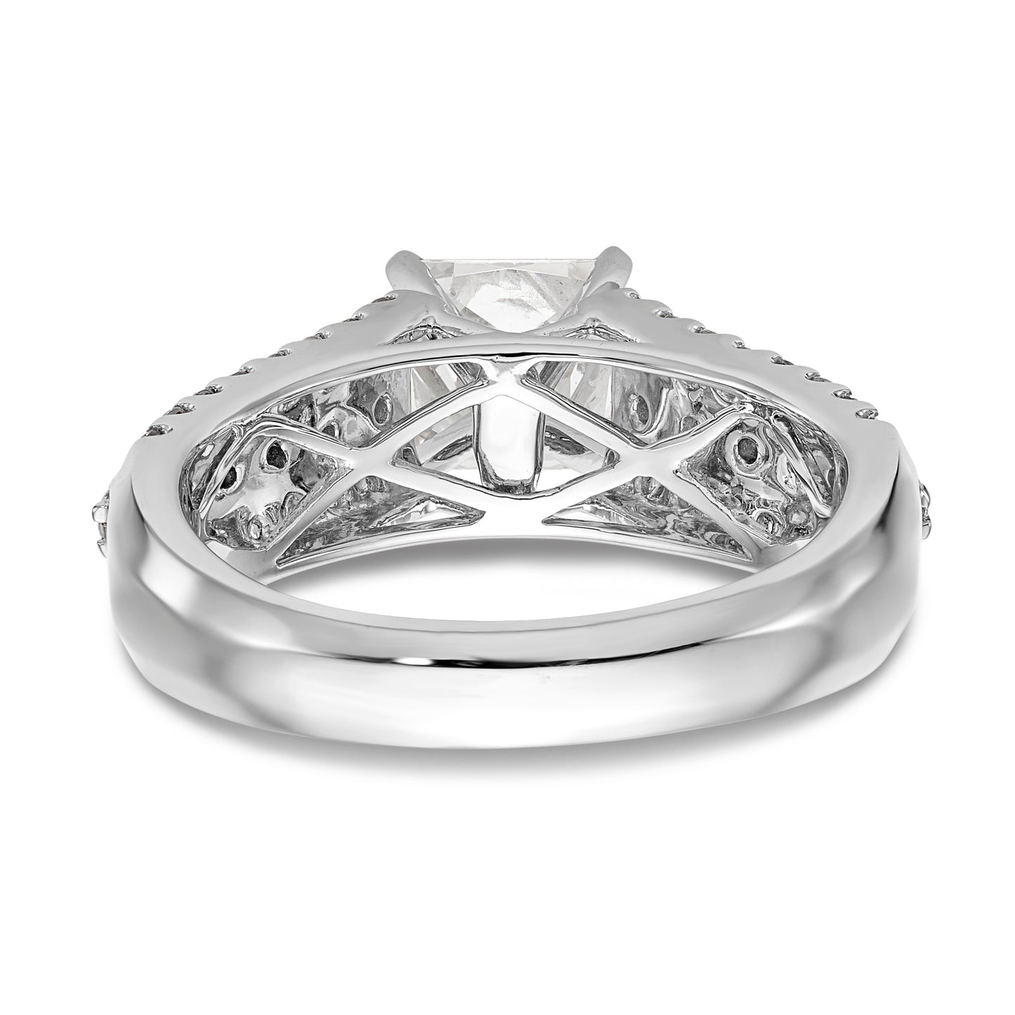 14K White Gold Diamond Peg Set CZ Engagement Ring