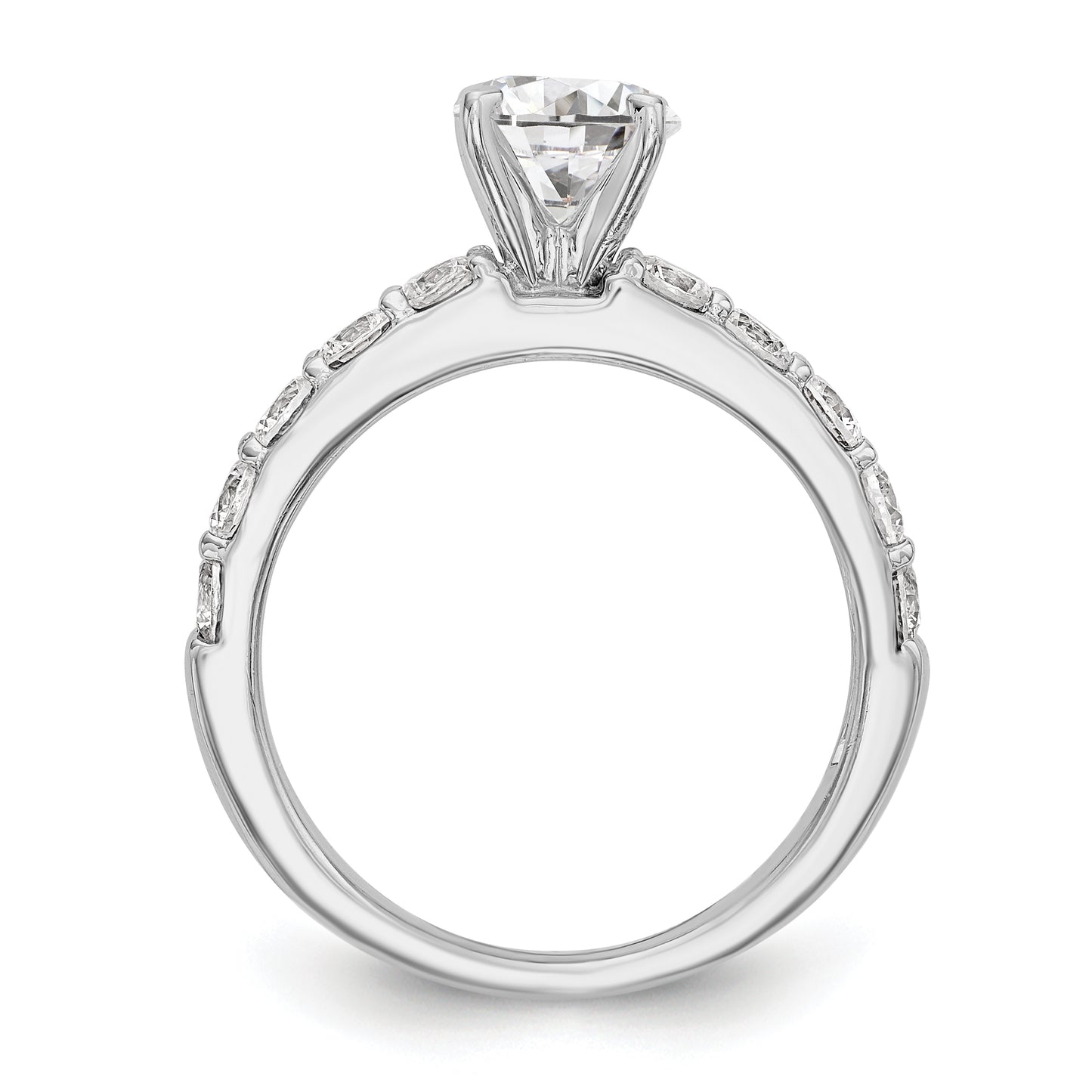 14K White Gold Diamond Peg Set CZ Engagement Ring