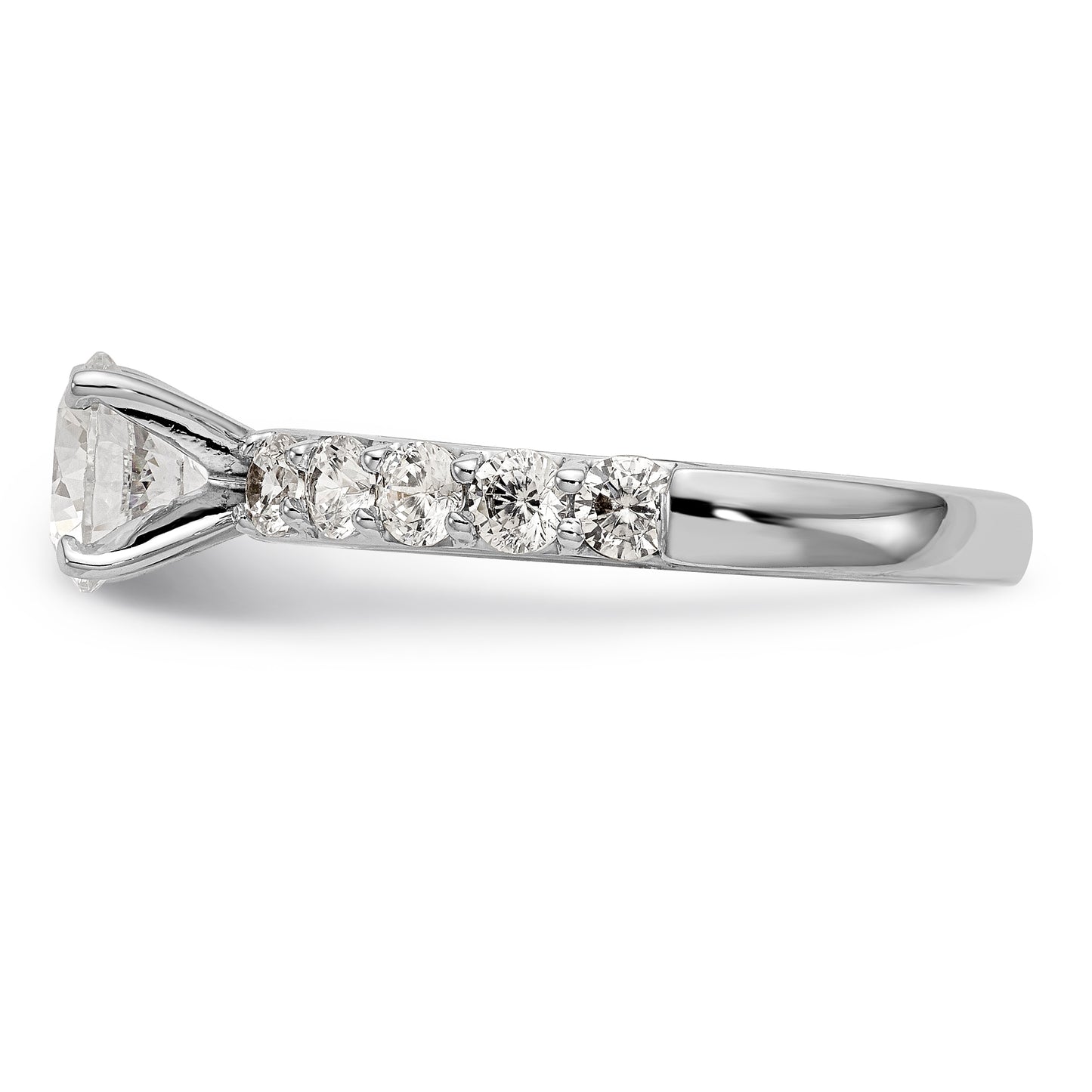 14K White Gold Diamond Peg Set CZ Engagement Ring