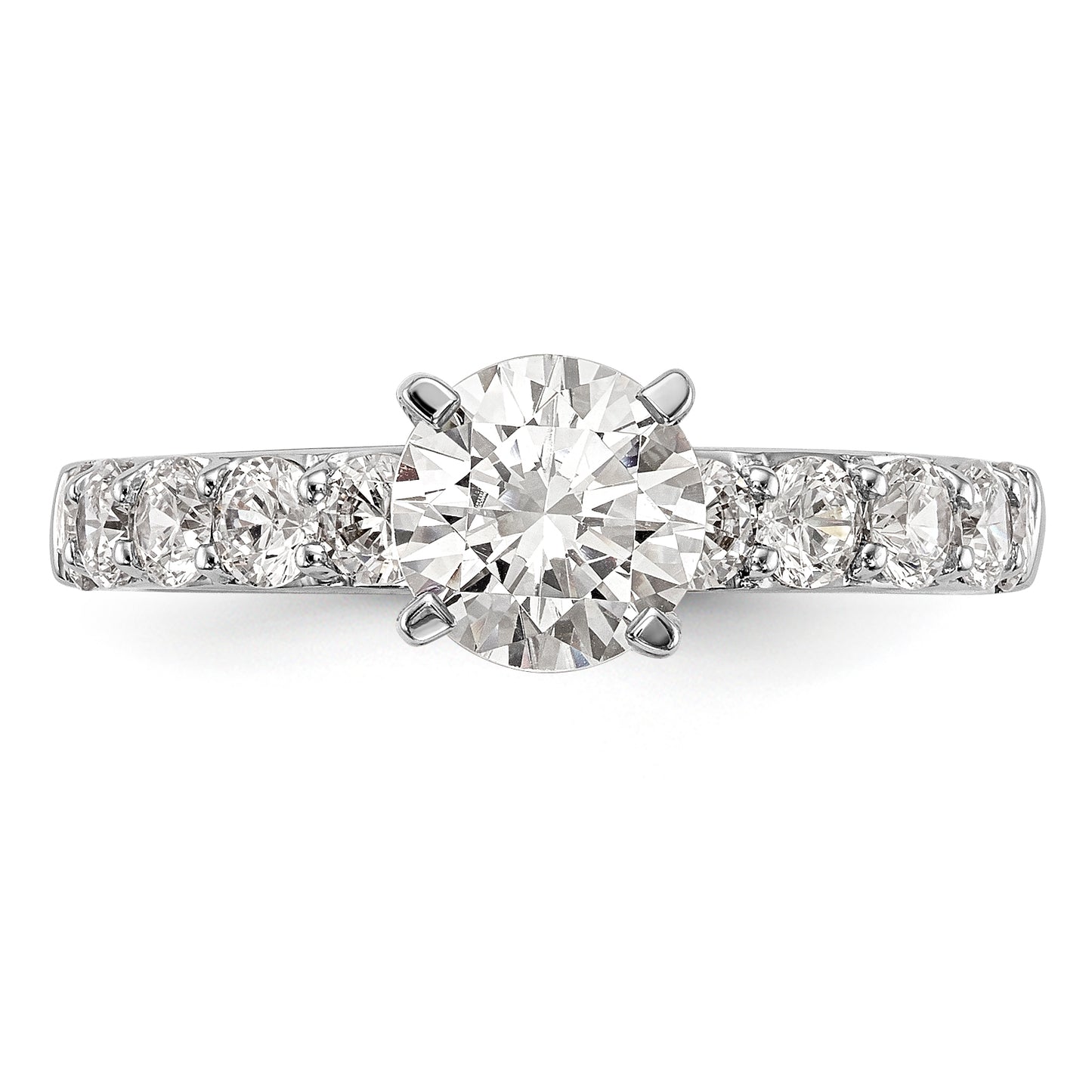 14K White Gold Diamond Peg Set CZ Engagement Ring