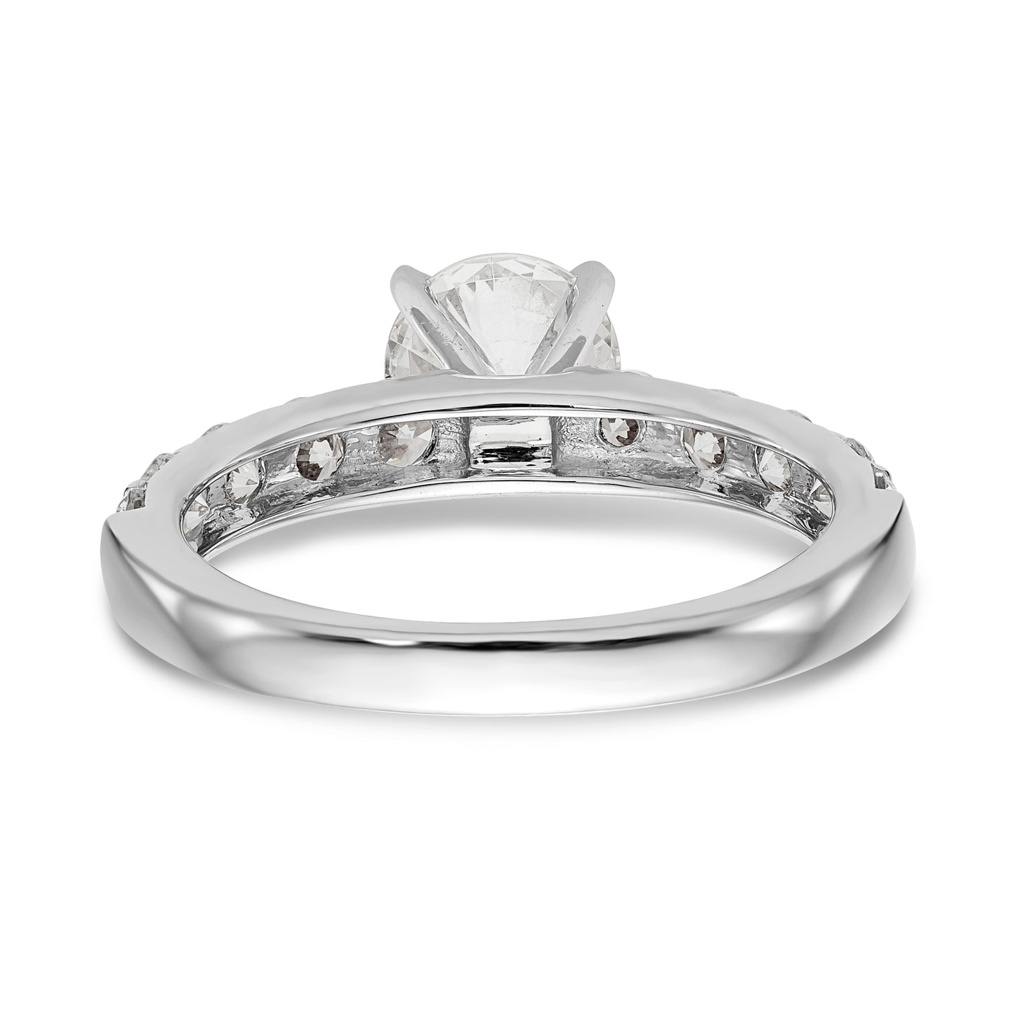 14K White Gold Diamond Peg Set CZ Engagement Ring