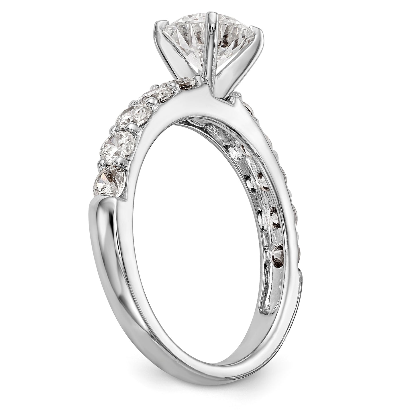 14K White Gold Diamond Peg Set CZ Engagement Ring