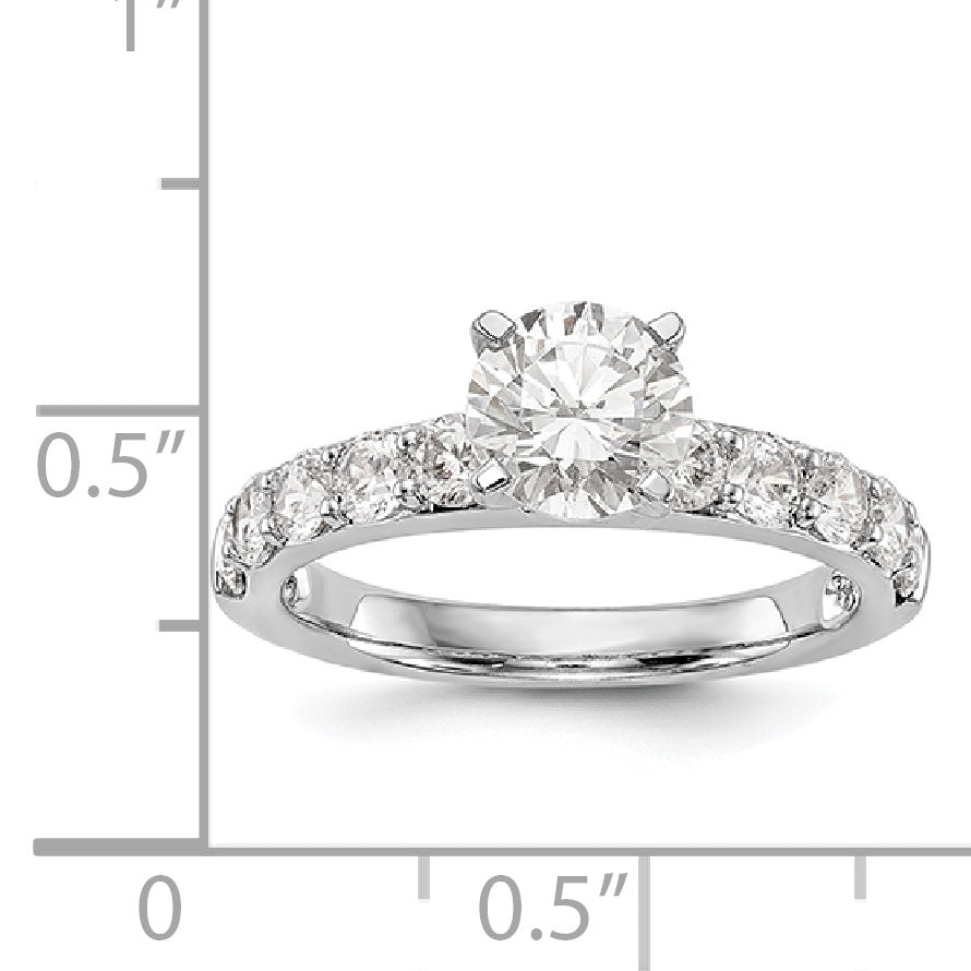 14K White Gold Diamond Peg Set CZ Engagement Ring