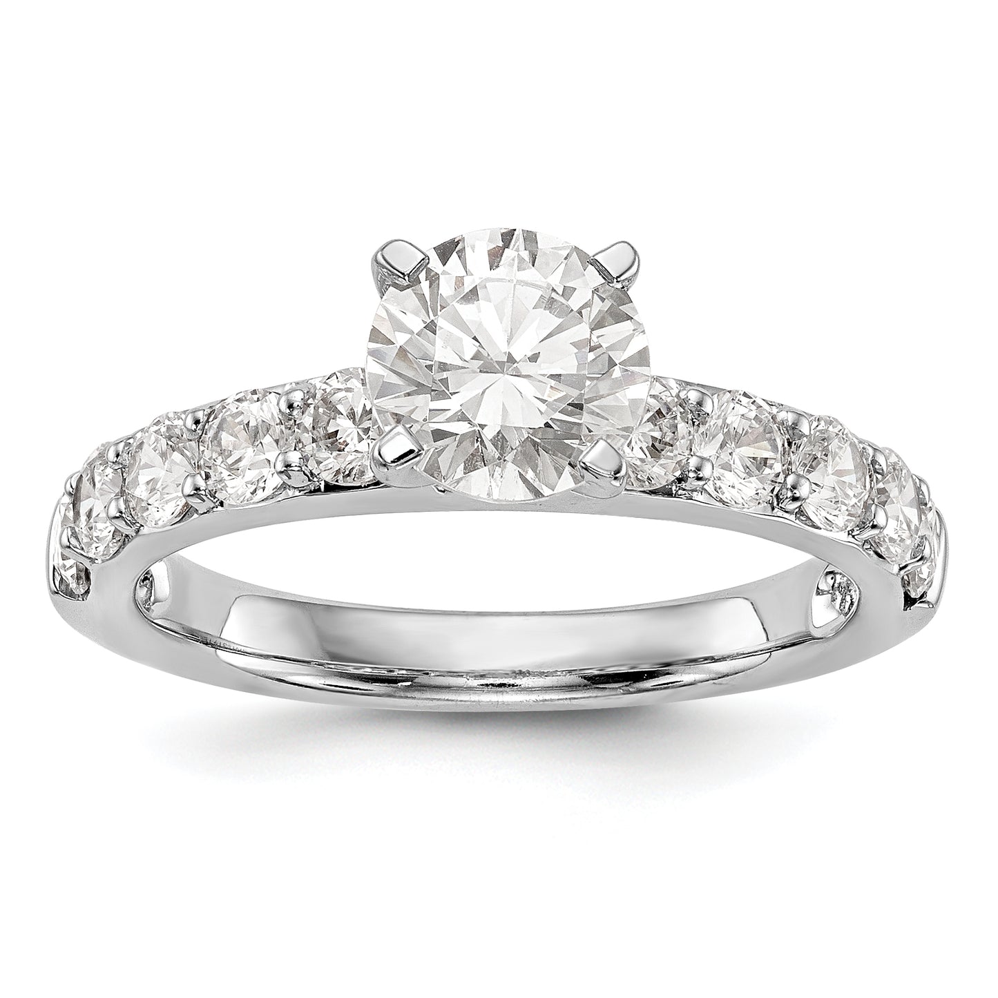 14K White Gold Diamond Peg Set CZ Engagement Ring