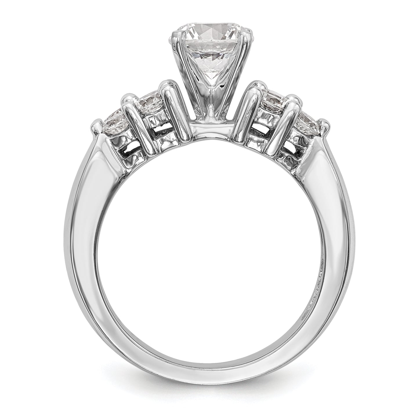 14K White Gold Diamond Peg Set Engagement Ring