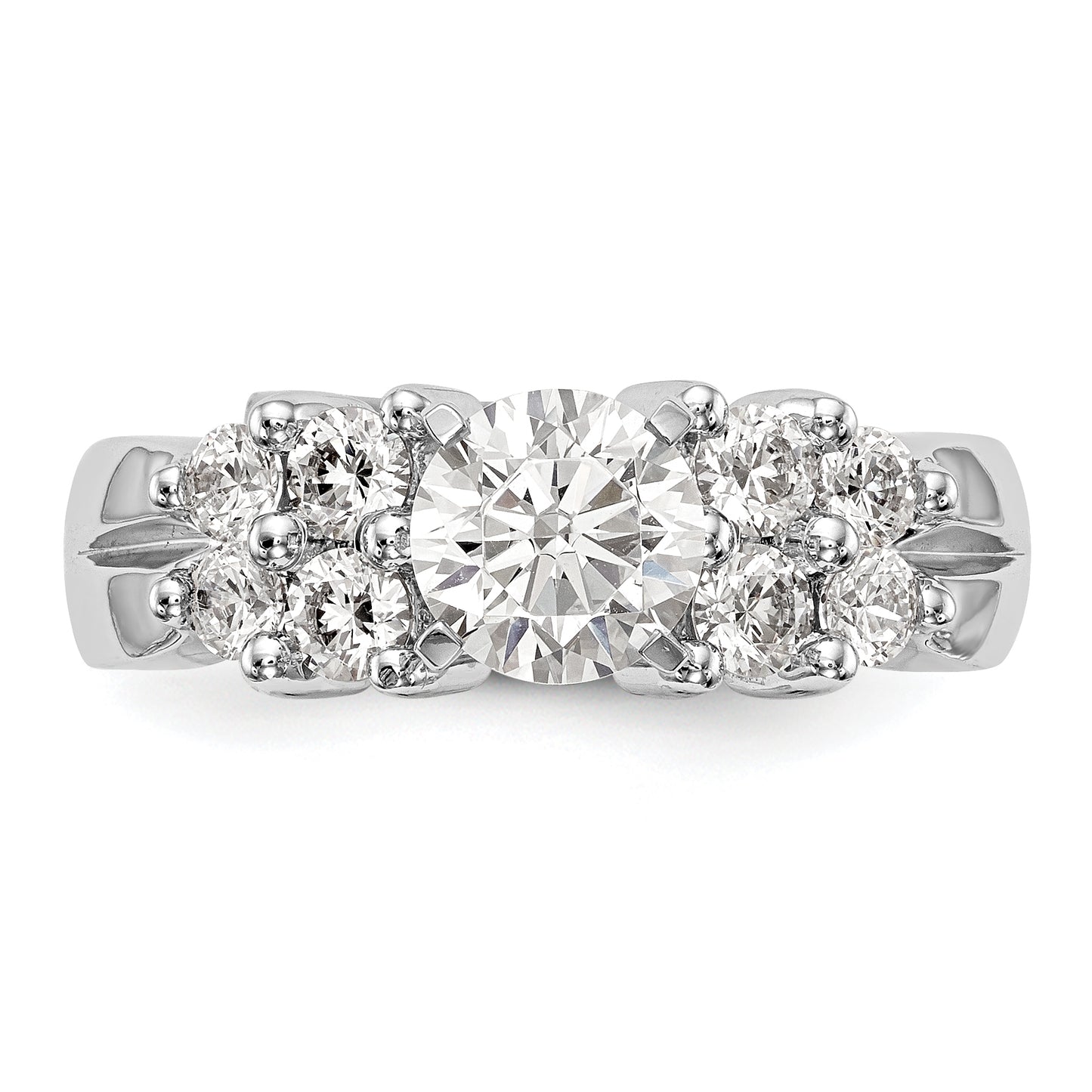 14K White Gold Diamond Peg Set Engagement Ring